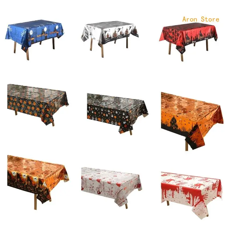 Halloween Bloody Tablecloths Plastic Skull Cover Bloody Table Cover Bloody Handprints Tablecloths Rectangle Scary Cover