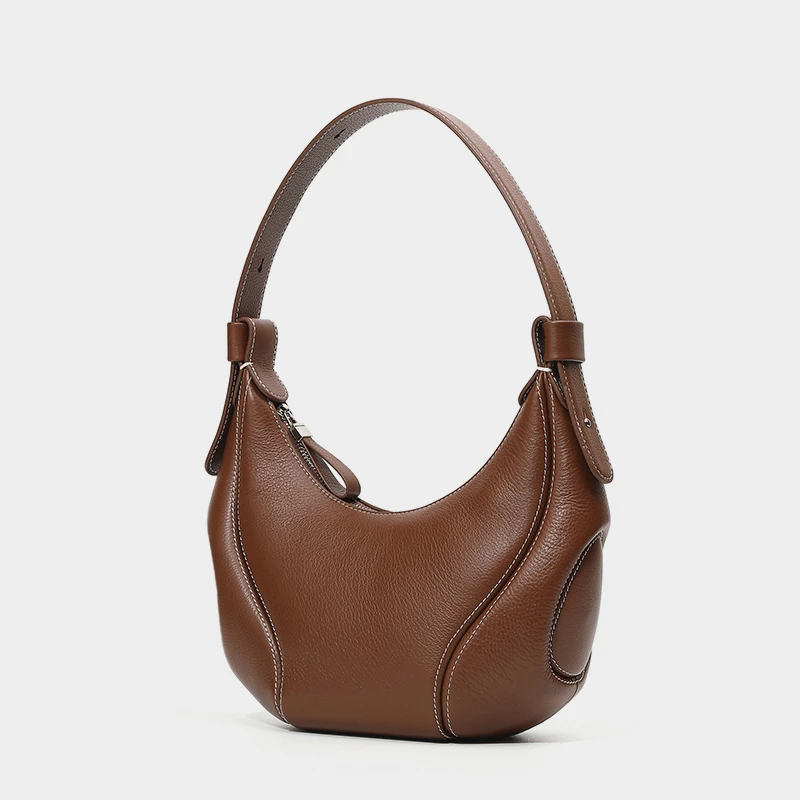 

Hifashion Cowhide Genuine Leather Half Moon Crossbody Shoulder Bags For Women 2025 Trend Designer Hobo Underarm Ladies Handbags