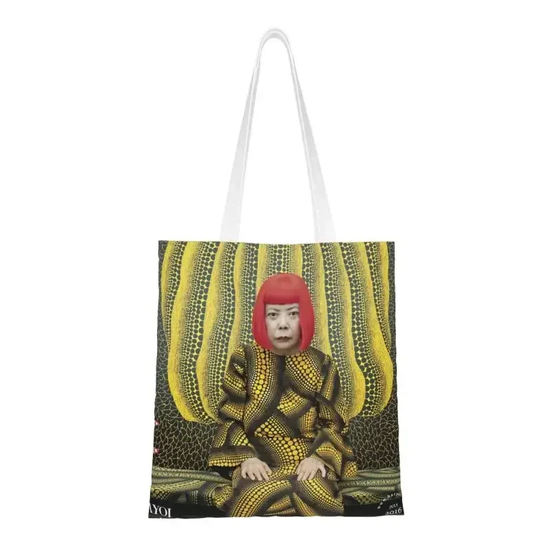 

Cute Print Yayoi Kusama Tote Shopping Bag Reusable Canvas Shoulder Shopper Abstract Pumpkin Printing Handbag