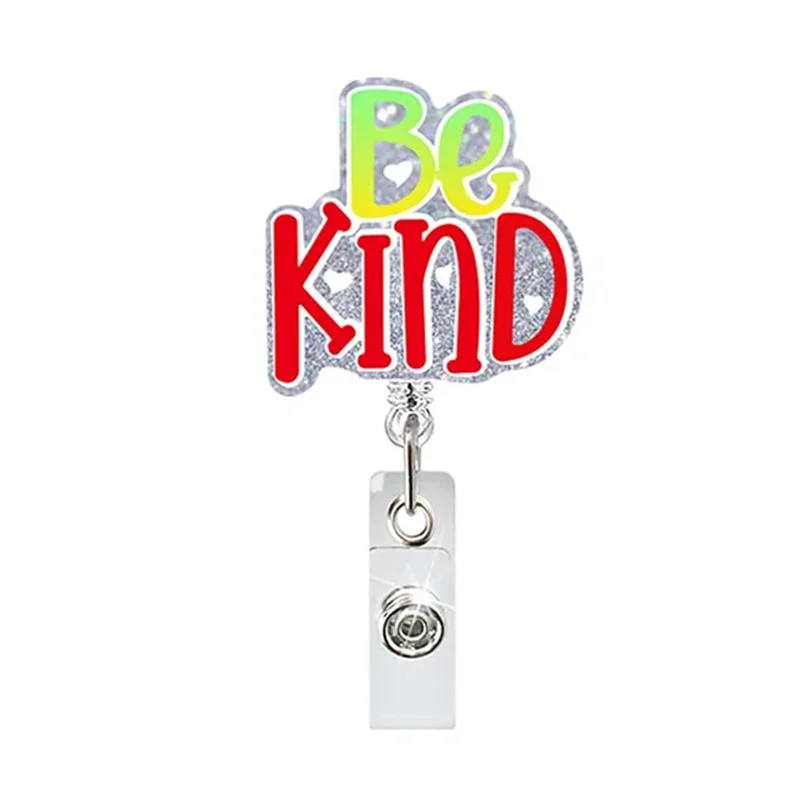 New Glitter Acrylic Comforting Words Retractable Brooch Badge Reel Telemetry Psychology Cardiology ID Card Nurse Badge Holder