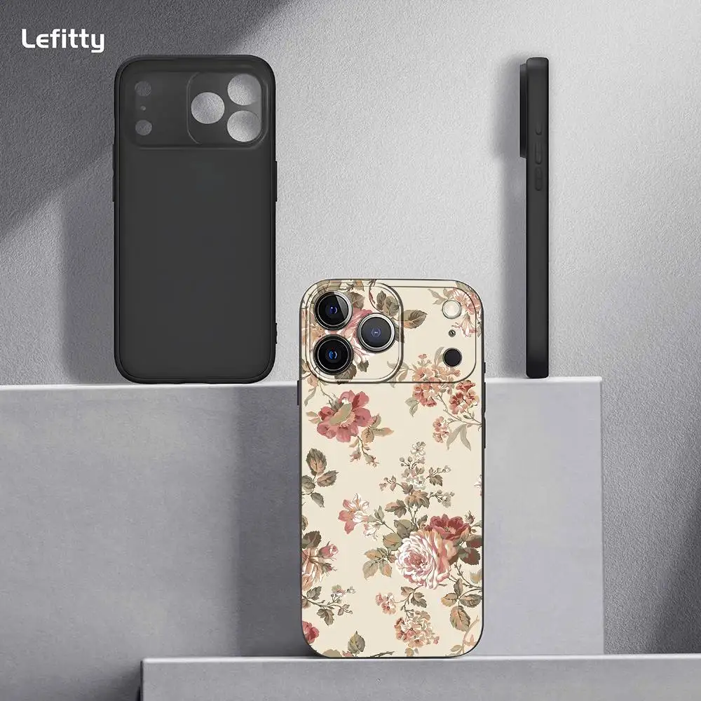 Vintage-style Roses phone case for iPhone 17 16 15 14 13 Pro Max Plus Mini Frosted Soft Case Funda Shockproof Cases