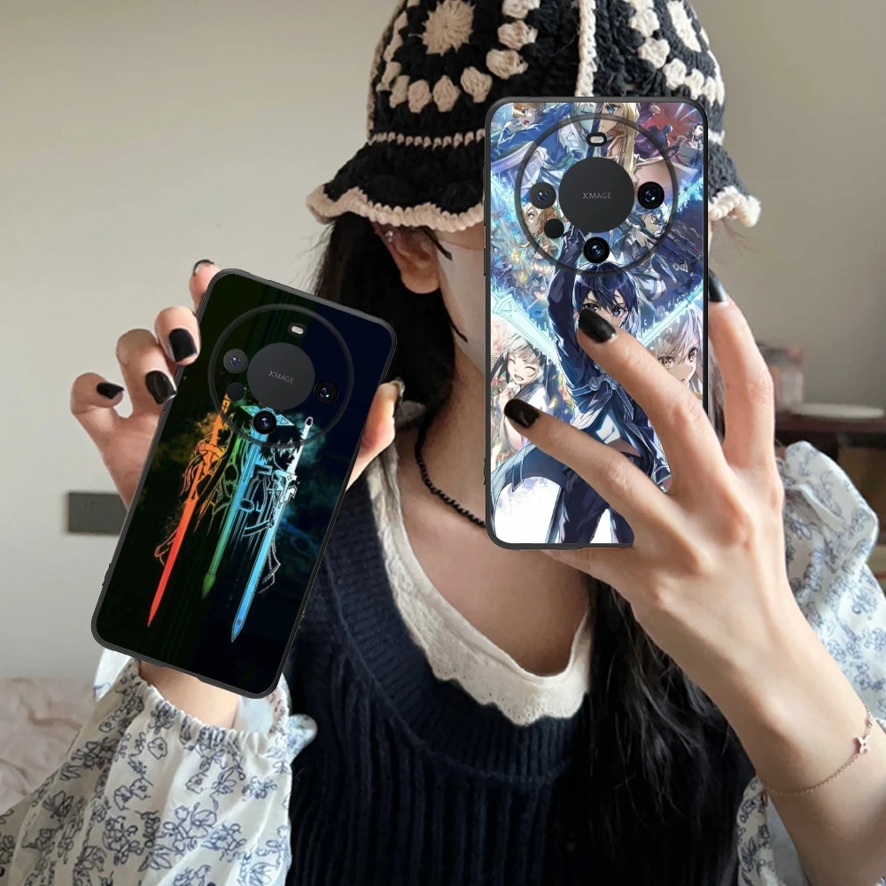 SAO Kirito Painting Mobile Cell Phone Case for Huawei Mate 60 50 40 30 20 10 Pro Plus Lite E 5G Black Soft Phone Cover Shell