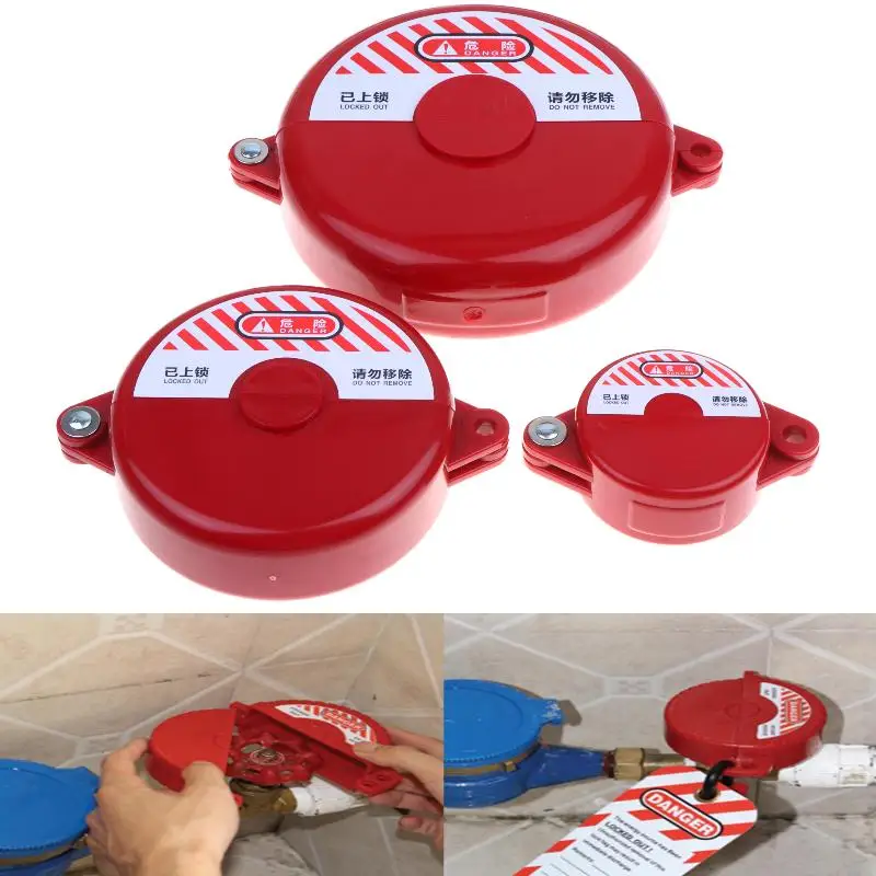 Red Gate Valve Lockout Durable ABS Safety Cover High Visibility Warning Signs for Factory Equipment Safety Management