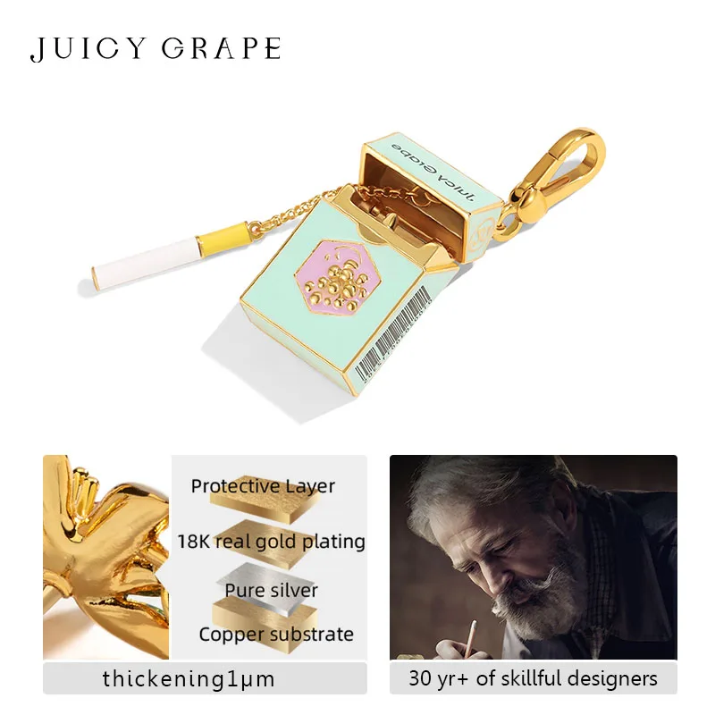 New Juicy Grape Charm Cigarette Case Necklace Handbag Keychain  Sweater Chain Handmade Enamel Jewellery Birthday Gifts