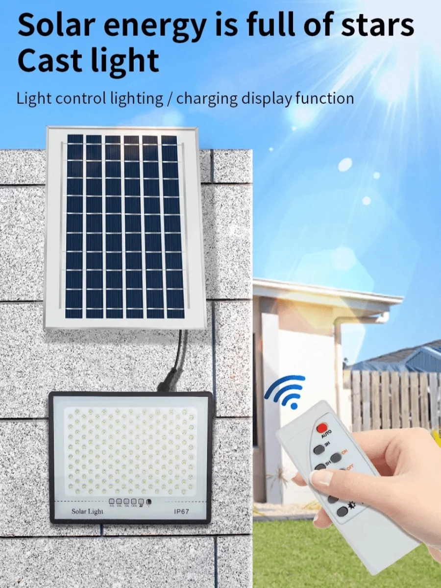 Remote Control Solar Flood Light IP65 Waterproof-Solar Spotlights for Wall Street Garden Yard Landscape-Upgraded Bright LED Secu