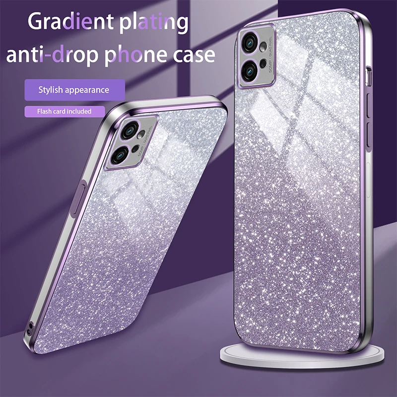 For MotoG32 Luxury Gradient Glitter Plating Phone Case For Motorola Moto G32 32 2022 Silicone Back Cover G 32