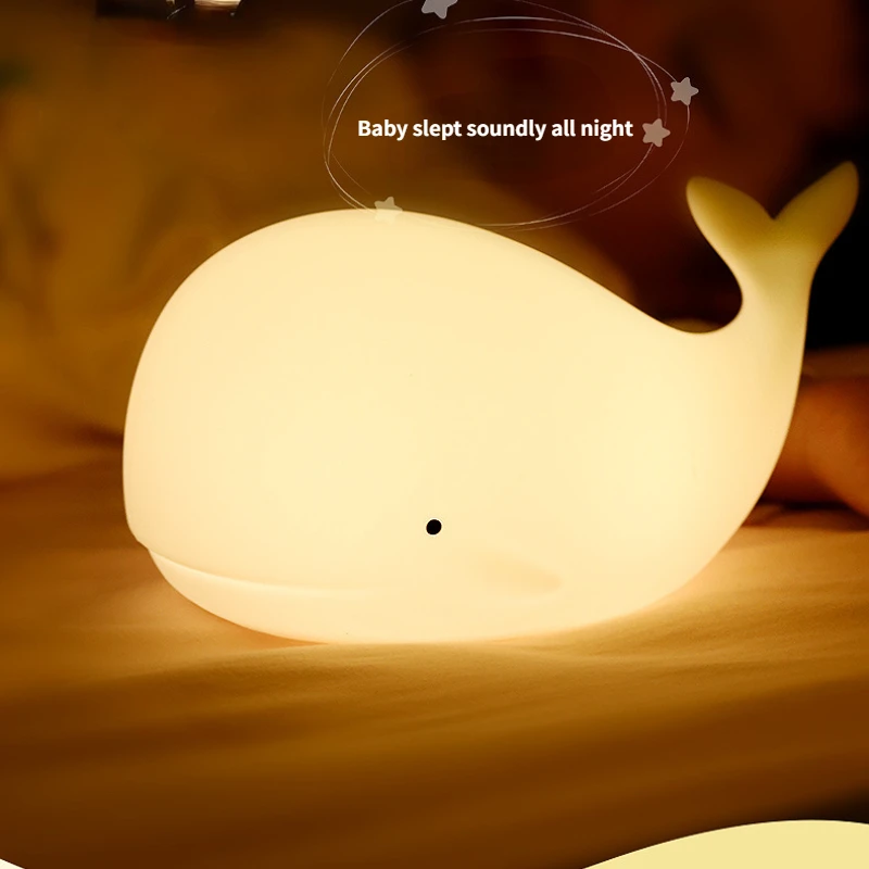 Ocean Whale Silicone Lamp Night Light Creative Gift Atmosphere Colorful Bedhead Breastfeeding Eye Protection Nightlights