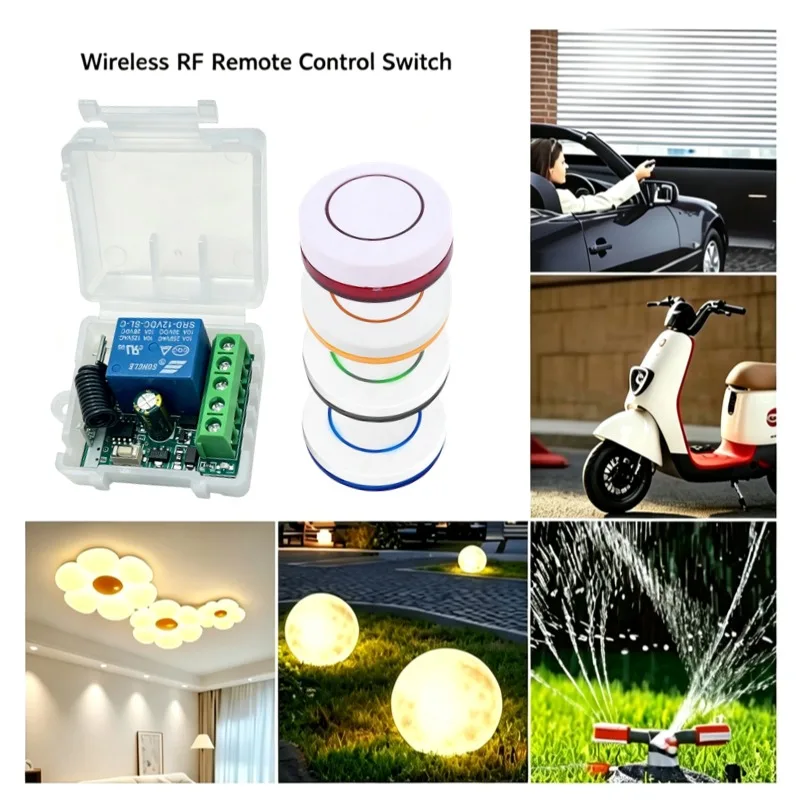12V/24V 6-30V 433Mhz 1Channel Relay Wireless Remote Control Switch + 1/2-Key Remote Controls for Garage Door Lighting Curtains