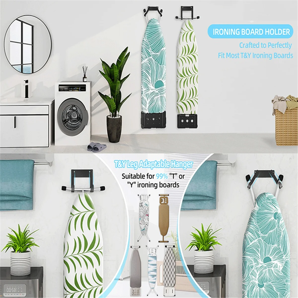 

A002 Держатель для гладильной доски Настенное крепление - Вешалка для утюга и гладильной доски для прачечной, организация и хранение декора прачечной