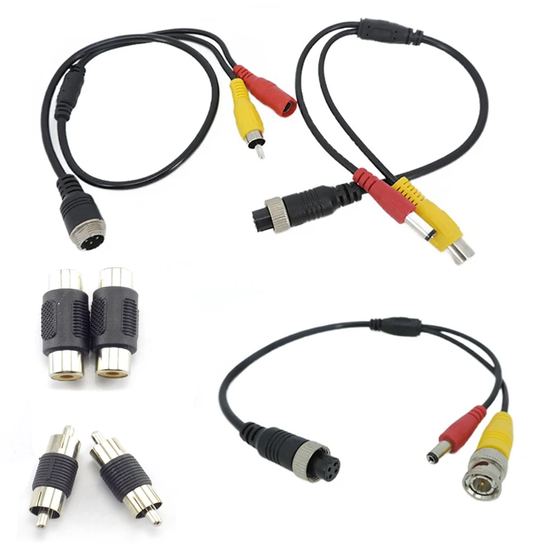 4Pin Aviation Head Male/Female to RCA AV/Female DC Multiple Cable Plug Adapter Converter For Car Rear Camera Monitor R23