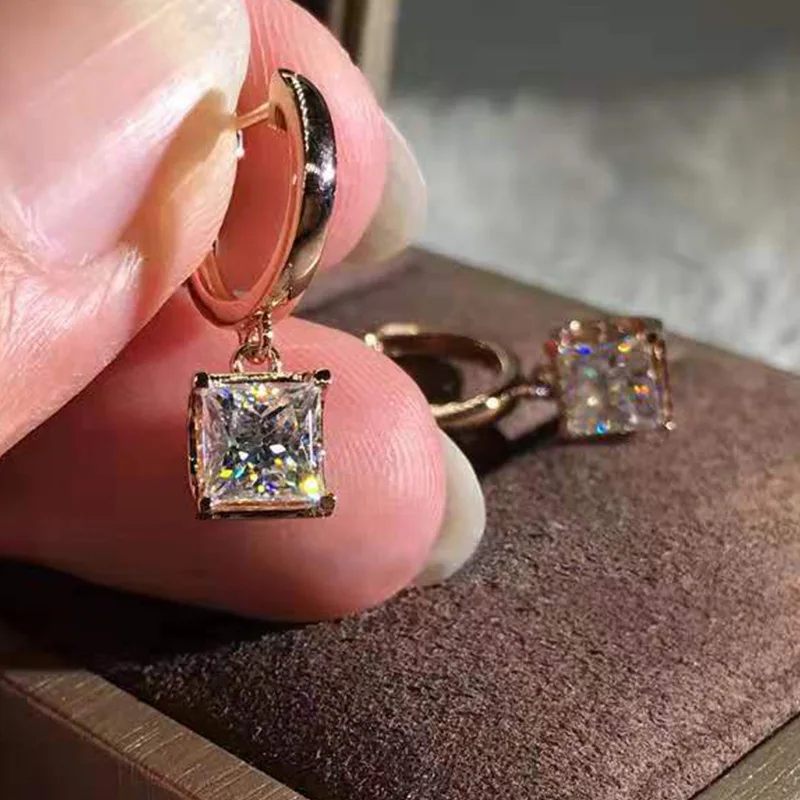 New hot selling luxury four-claw inset zircon women's earrings fashion engagement earrings