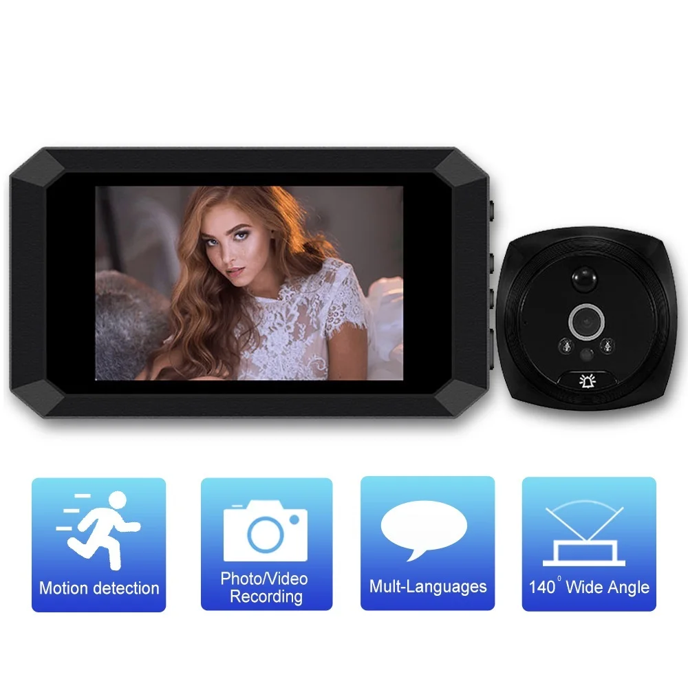 Top Video Doorbell Camera Digital Peephole Door Viewer Motion Detection 4.1