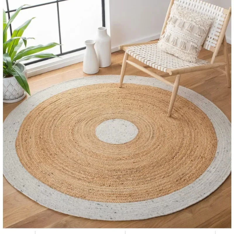 Rug 100% Natural Jute Braided Style Reversible Carpet Modern Living Area Rugs