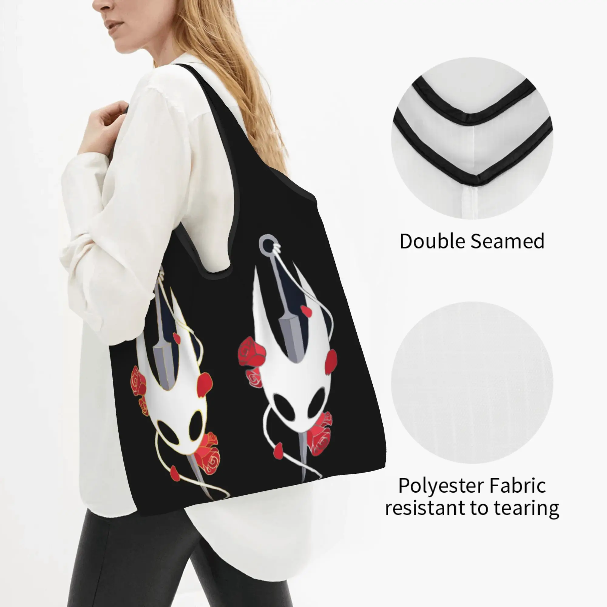 Kawaii S-Silksonges Cartoon Game Shopping Tote Bag Portable Japan Grocery Shoulder Shopper Bag