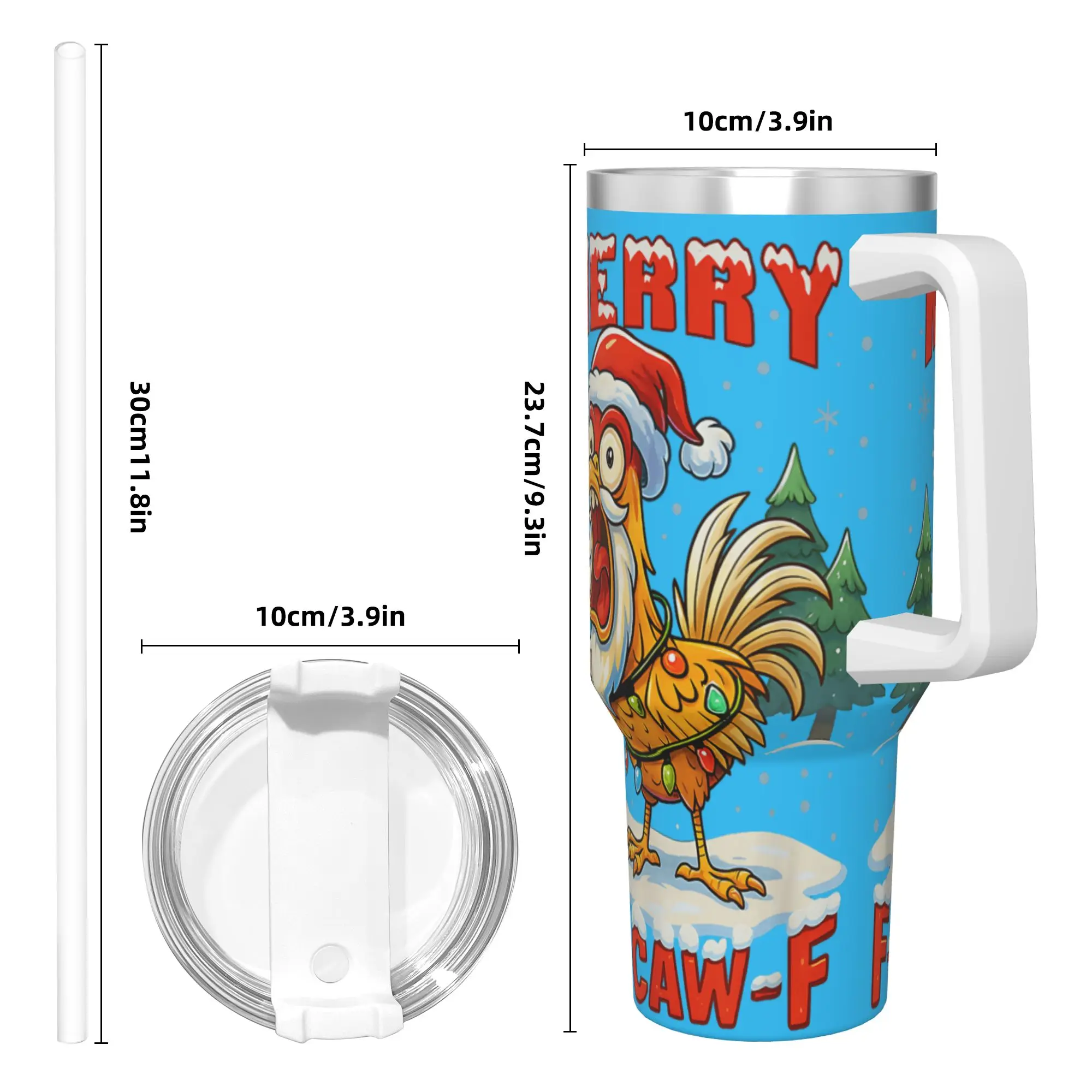 بهلوان من الفولاذ المقاوم للصدأ مرح F Caw F الدجاج عيد الميلاد مضحك الديك كوب حراري معزول المشروبات الساخنة أكواب كوب زجاجة السفر #4