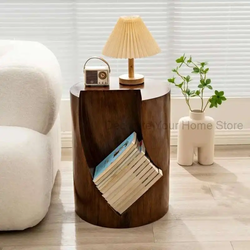 الشمال خمر طاولة القهوة أريكة نهاية صغيرة خشب متين الشاي الزاوية البراز منضدة الجانب مع تخزين ديكور المنزل #2