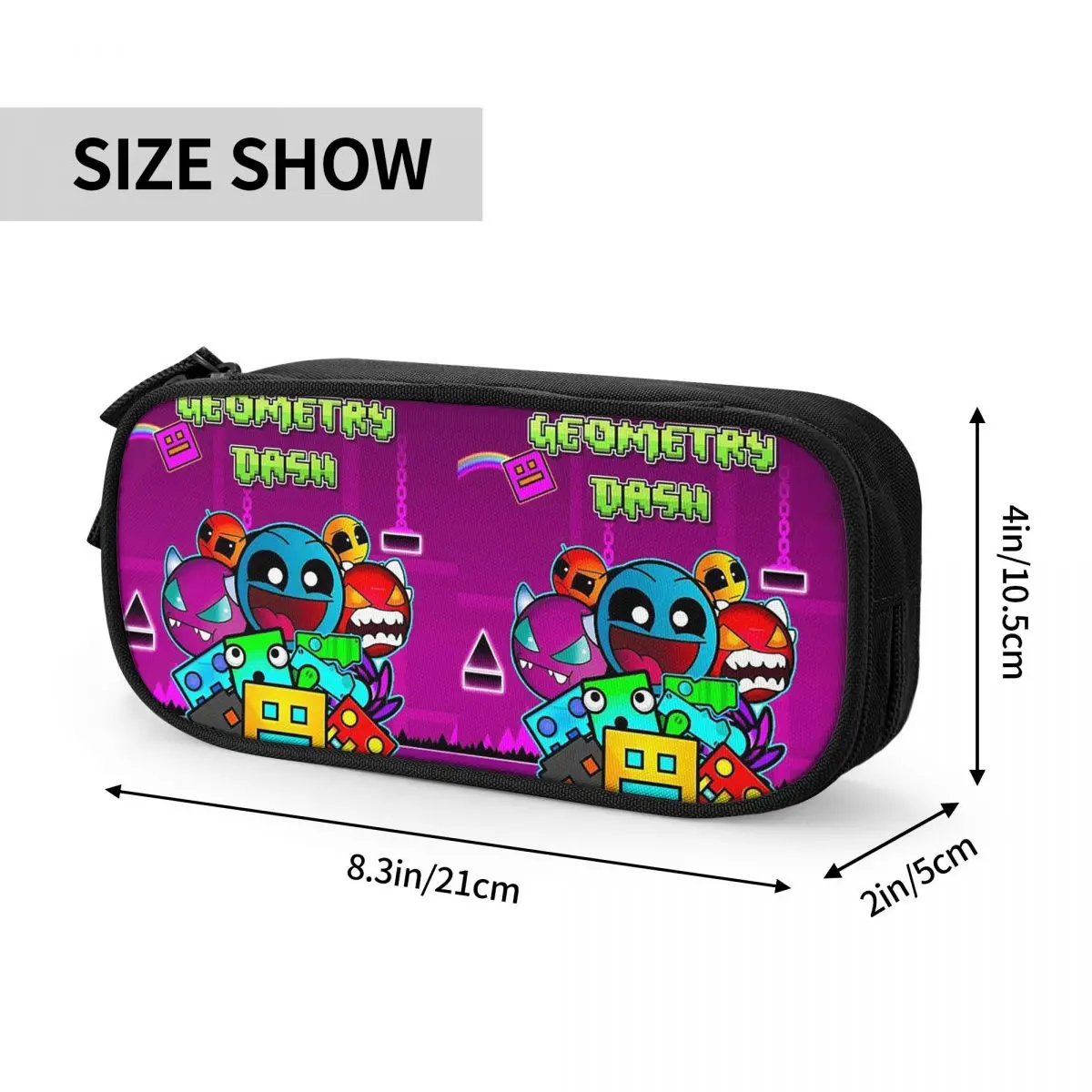 Video Game Geometry Dash Pencil Cases for Student Gifts Pen Box Pencil Bag Large Storage Pencil Pouch