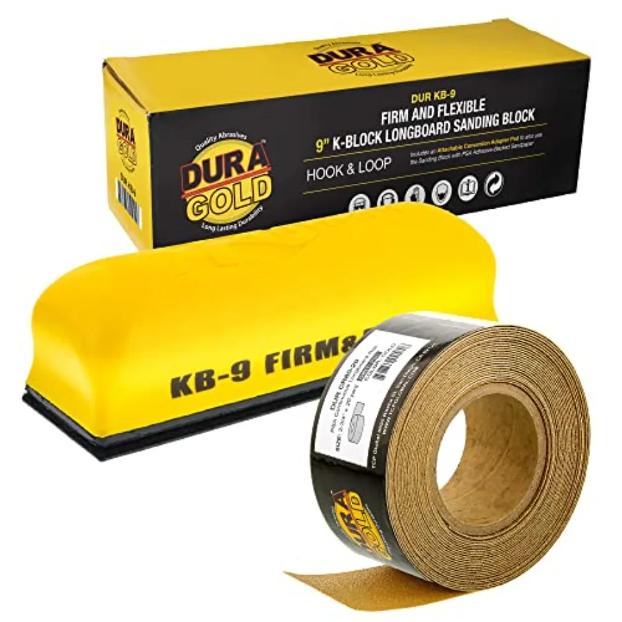 

Pro Series 9" K-Block Sander Firm and Flex Hand Sanding Block Pad with Hook and Loop Backing and PSA Sandpaper Adapter Pad and
