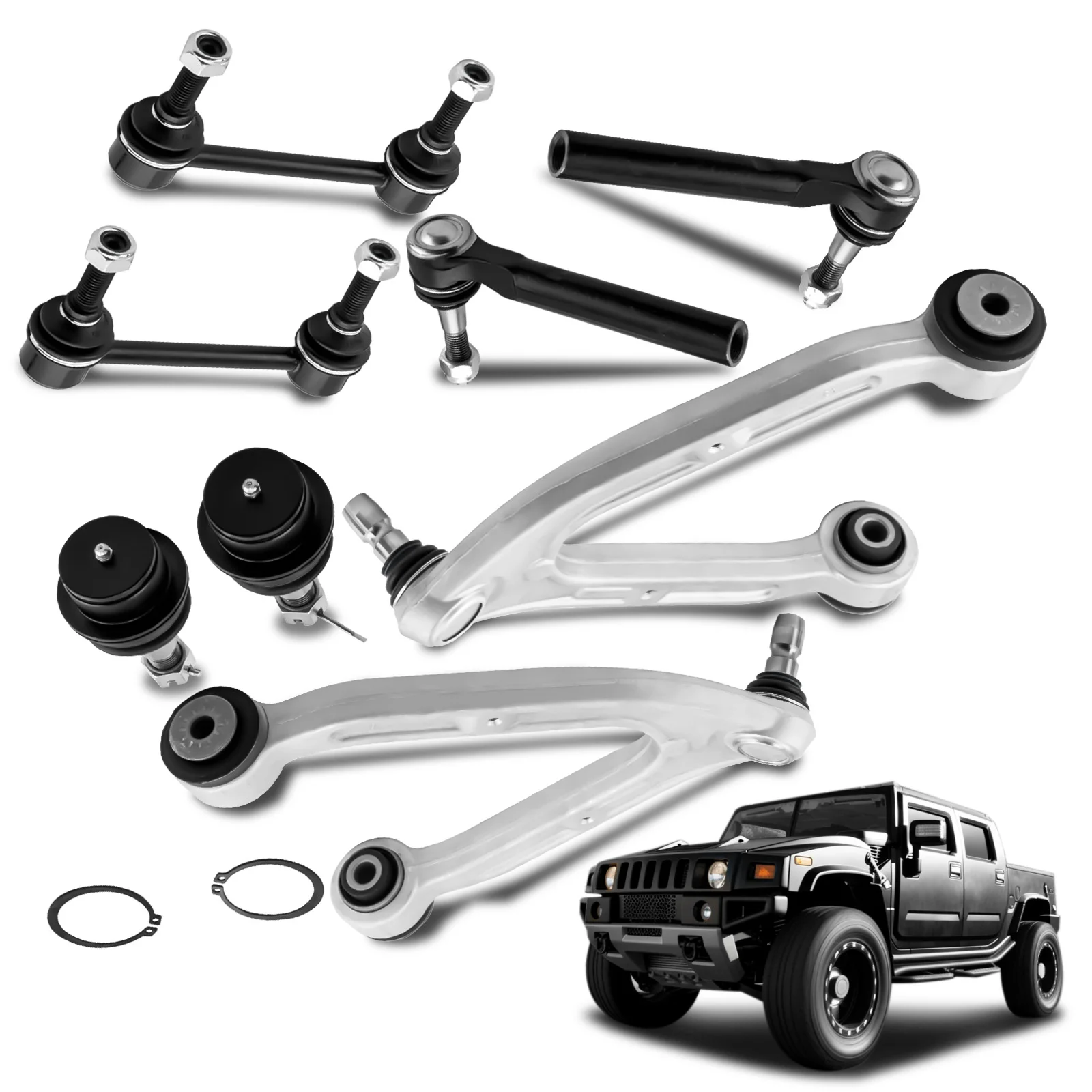 MaXpeedingrods 8pcs Front Suspension Control Arm Steering Ball Joint Sway Bar Link Tie Rod For Hummer H3 2006-2010