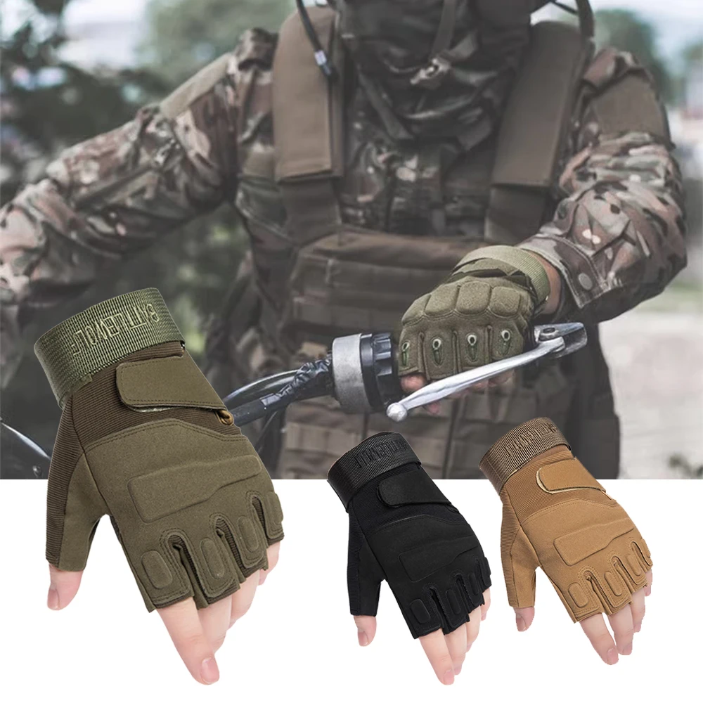 

Tactical Gloves Men's Half Finger Glove Combat Anti-Skid Outdoor Riding Training Bicycle Camping Hunting Mitten Protective Gear