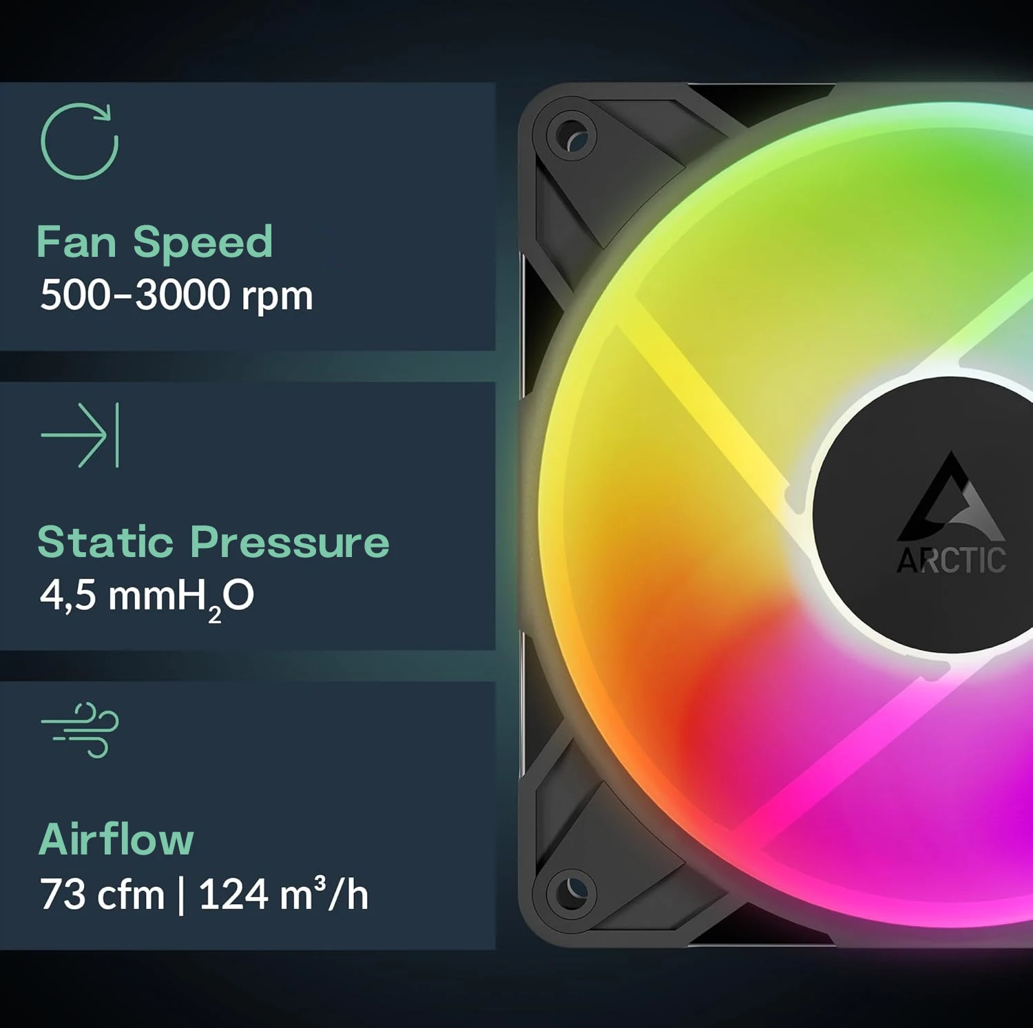 ARCTIC P12 Pro ARGB Reverse Computer Desktop 12cm High Pressure Case Fan Larg Airflow PWM Temperature Control Replacement Cooler