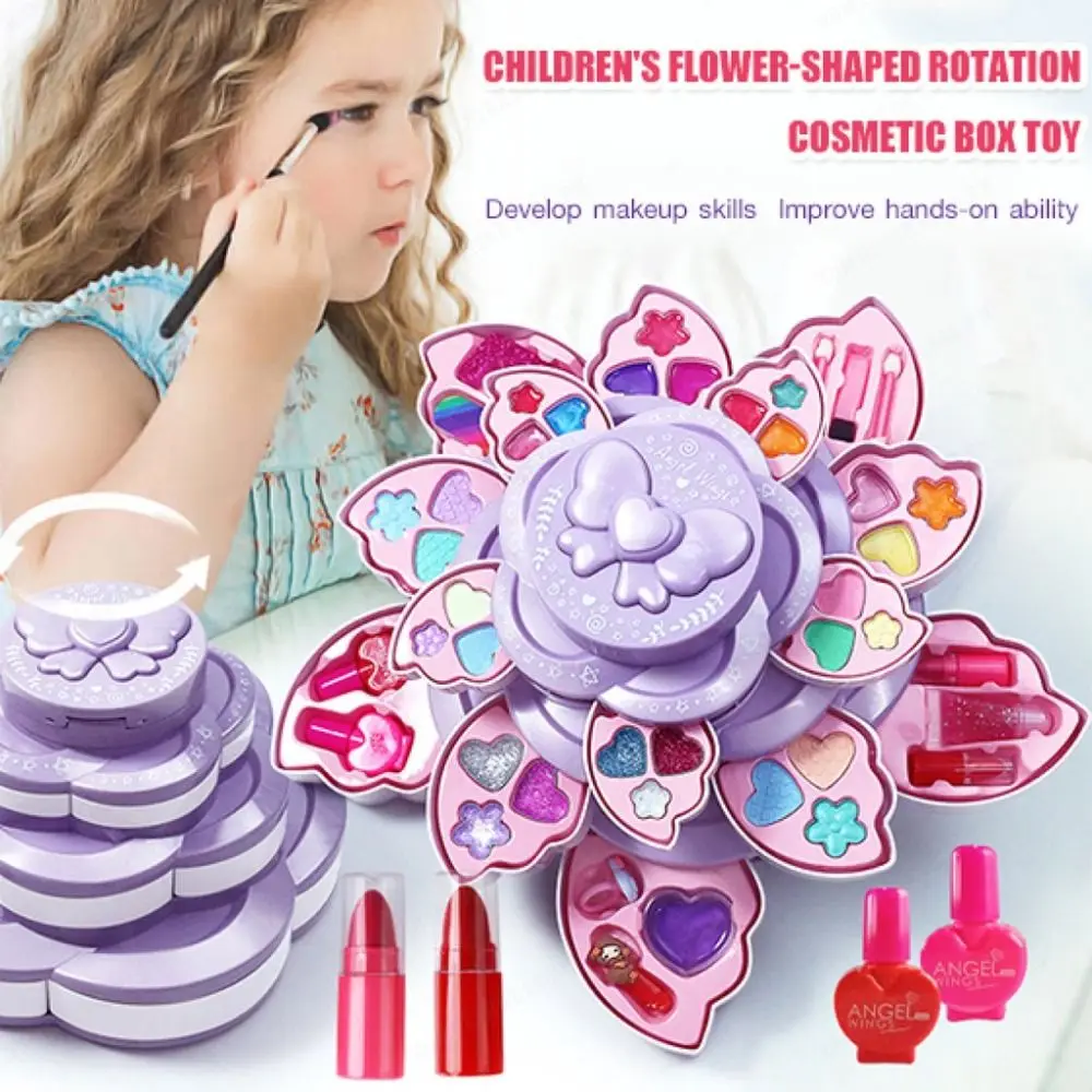 

Fashion Flower Lipstick Makeup Mirror Birthday Gift Nail Polish Cosmetic Kits Beauty Kids Makeup Tool Set Pretend Toy