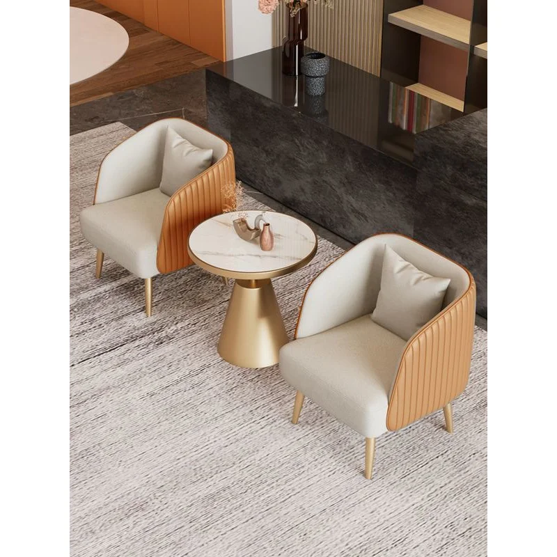 Custom Light Luxury Single Sofa Hotel Sales Office Reception Lounge Rest Area Reception Negotiation Table and Chair Set