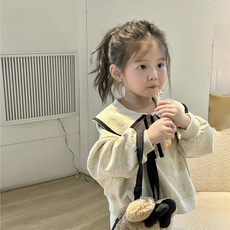 Baby Girls Clothes Set 2023 New Spring Girls School Clothing Set New Kids Knitted Sweatshirt+Flare Pant 2 Pcs Suits