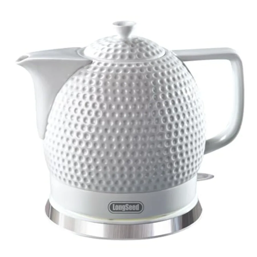 

Electric Kettle 1.2L Ceramic Tea Kettle with Embossed Design BPA-Free 1500W Water Boiler with LED Light Auto Shut-Off and Boil-