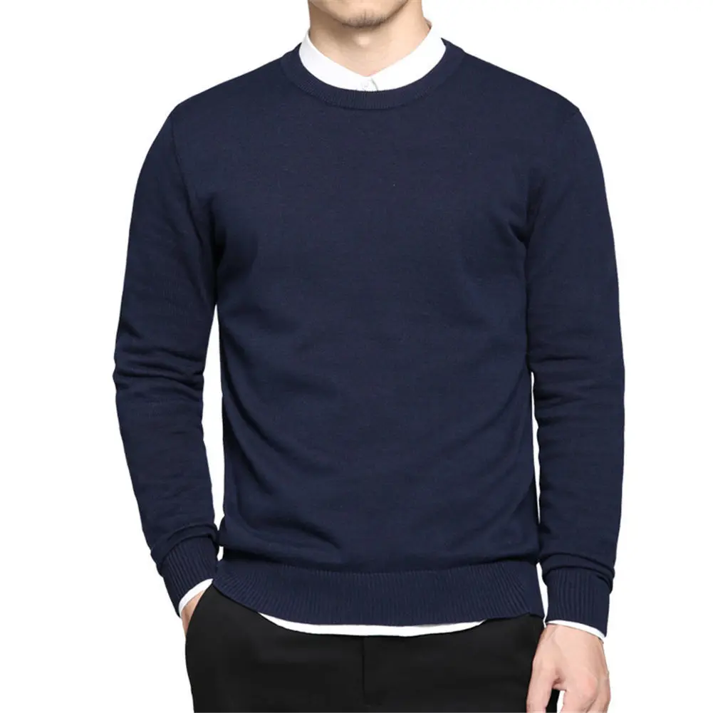 

Autumn Men's Bottoming Pullovers Round Neck Solid Color Pullover Knitted Sweaters