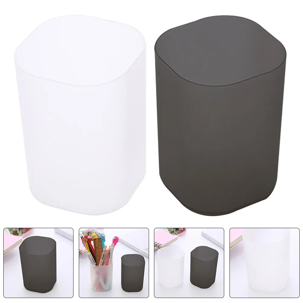 2Pcs Pen Holders Pencil Organizer Frosted Multifunctional Desktop Pen Holder Makeup Brush Cup Stationery Container Desk Storage