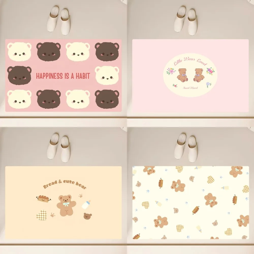 Cute Bear Floor Mat  Anti-Slip Bathroom Kitchen Bedroom Living Room Entrance Rug Home Decor