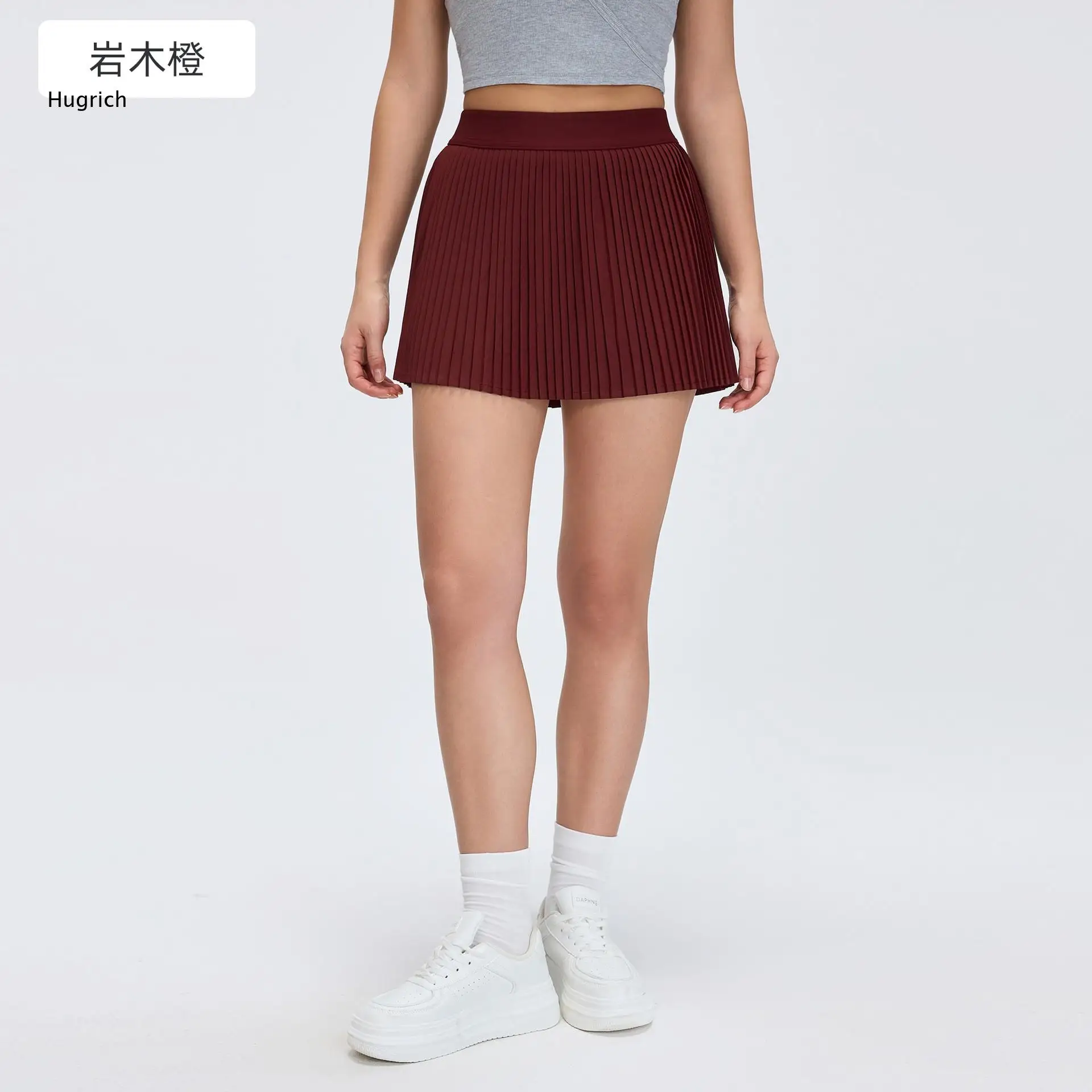 Women Anti Chafing Lined Pleated Skirt Solid Tone Casual Mini Skirt Lightweight Soft Fabric Gym Outdoor Sports Skirt