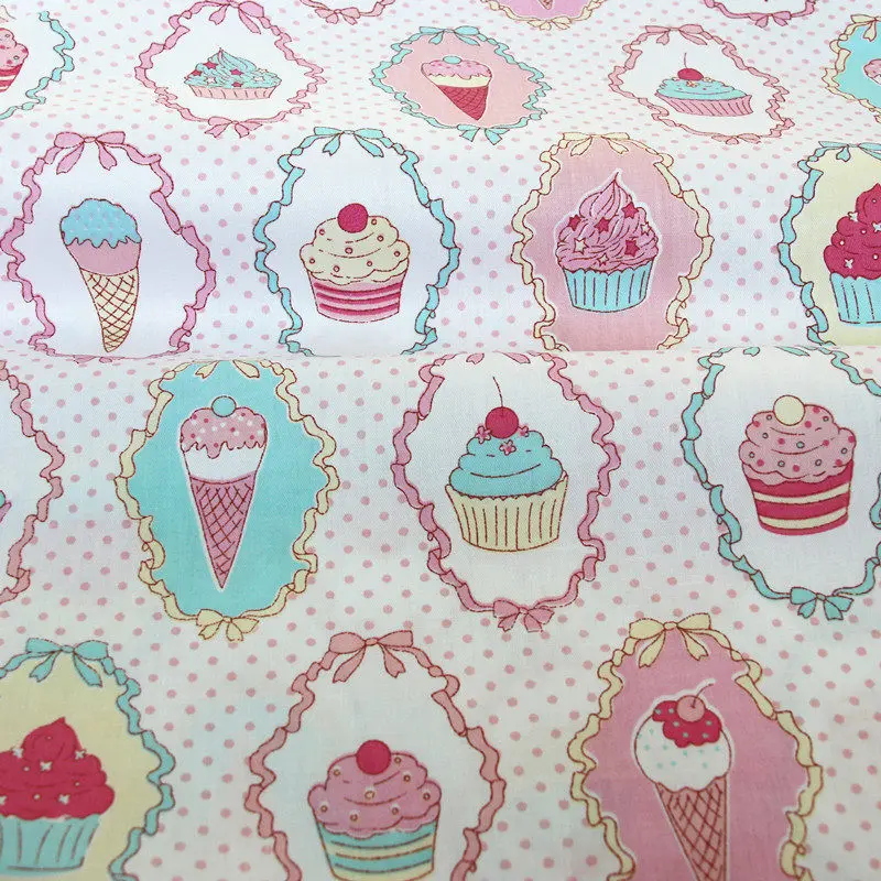 Syunss Ice Cream Printed Cotton Fabric For DIY Tissue Patchwork Telas Sewing Baby Toy The Cloth Bedding Quilting Textile Tecido