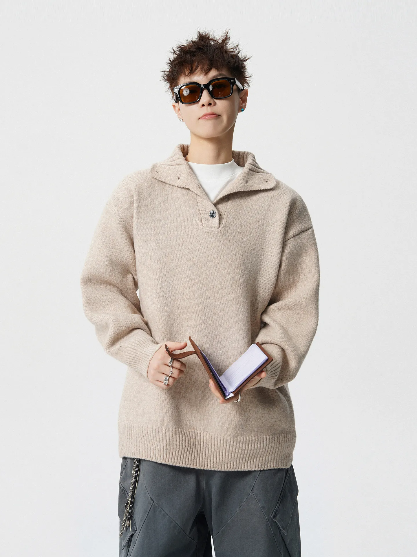 

Мужские пуловеры с меховым воротником больших размеров, двусторонние, реверсивные, элитные, высококачественные, всесезонные, шерстяные, классические