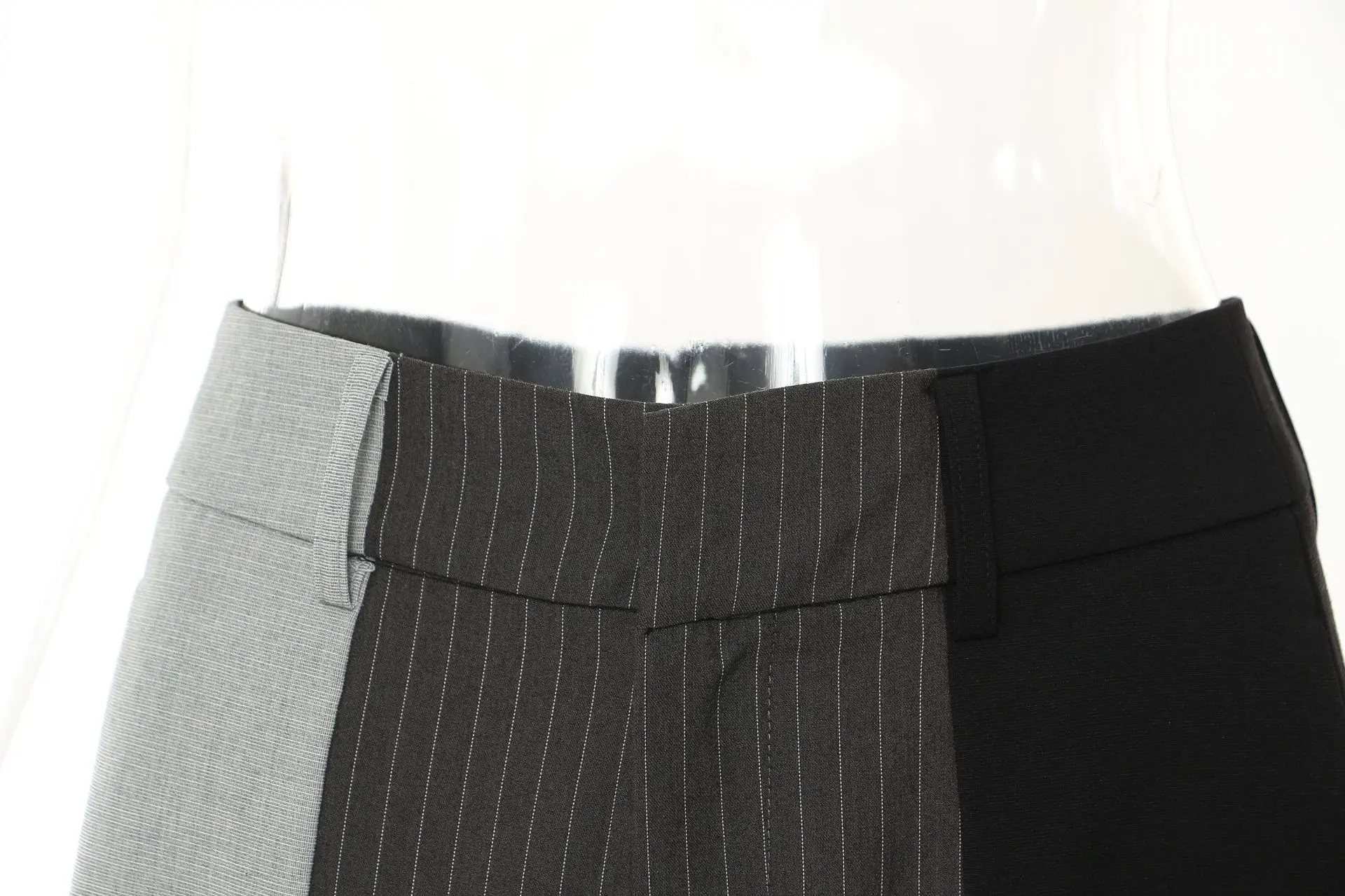 Calças de perna larga elegantes mulheres senhora do escritório formal negócios blazers calças retas listrado três cores costura retalhos folga