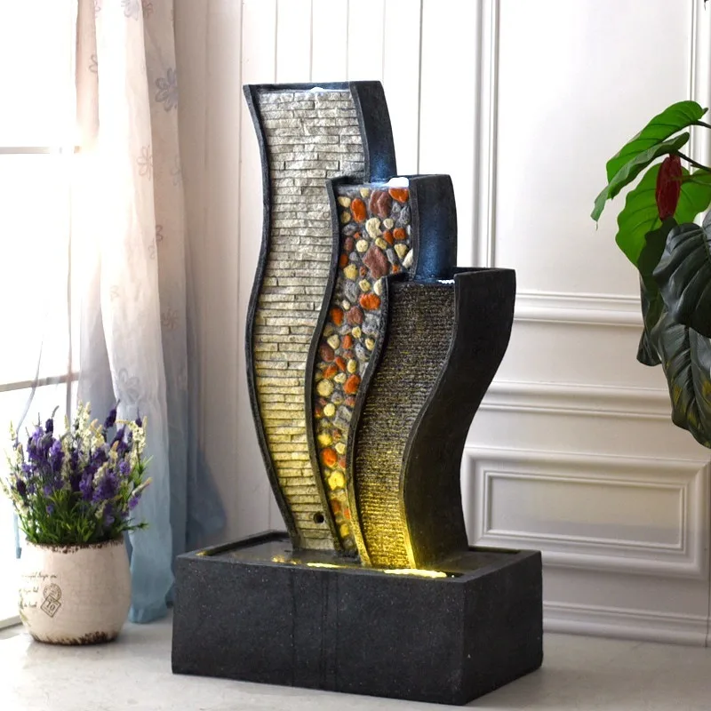 Flowing water fountain water feature decoration floor-to-ceiling large ornament balcony feng shui wheel rockery Chinese humidifi