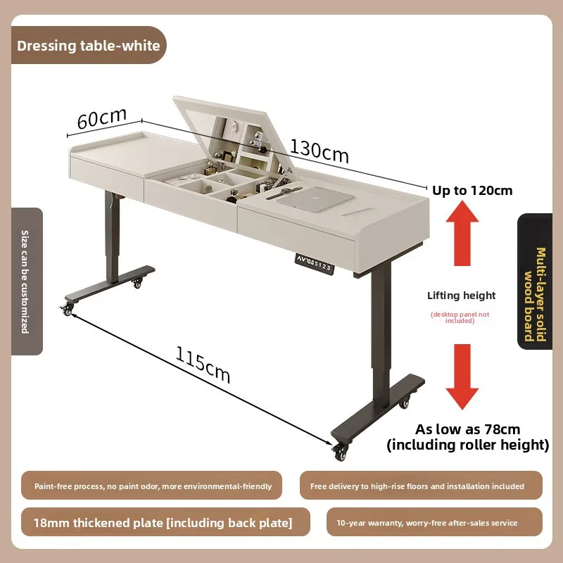 bedroom multi-functional dressing table, modern simplicity with mirror can be lifted and lowered makeup table integrated desk