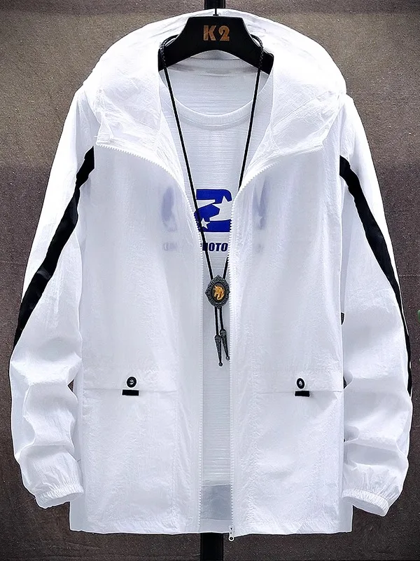 

Men's Ultra-Thin Ice Silk Fiing Jaet Summer Anti-Uv Sun Protection Outerwear Hooded Casual Faionable Polyester Fiber