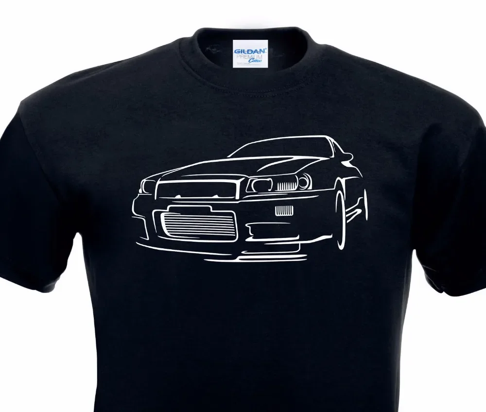 Short sleeve for fashion men's cotton costume design T-shirt tuning Gtr R34 need speed racer car auto Tee shirt