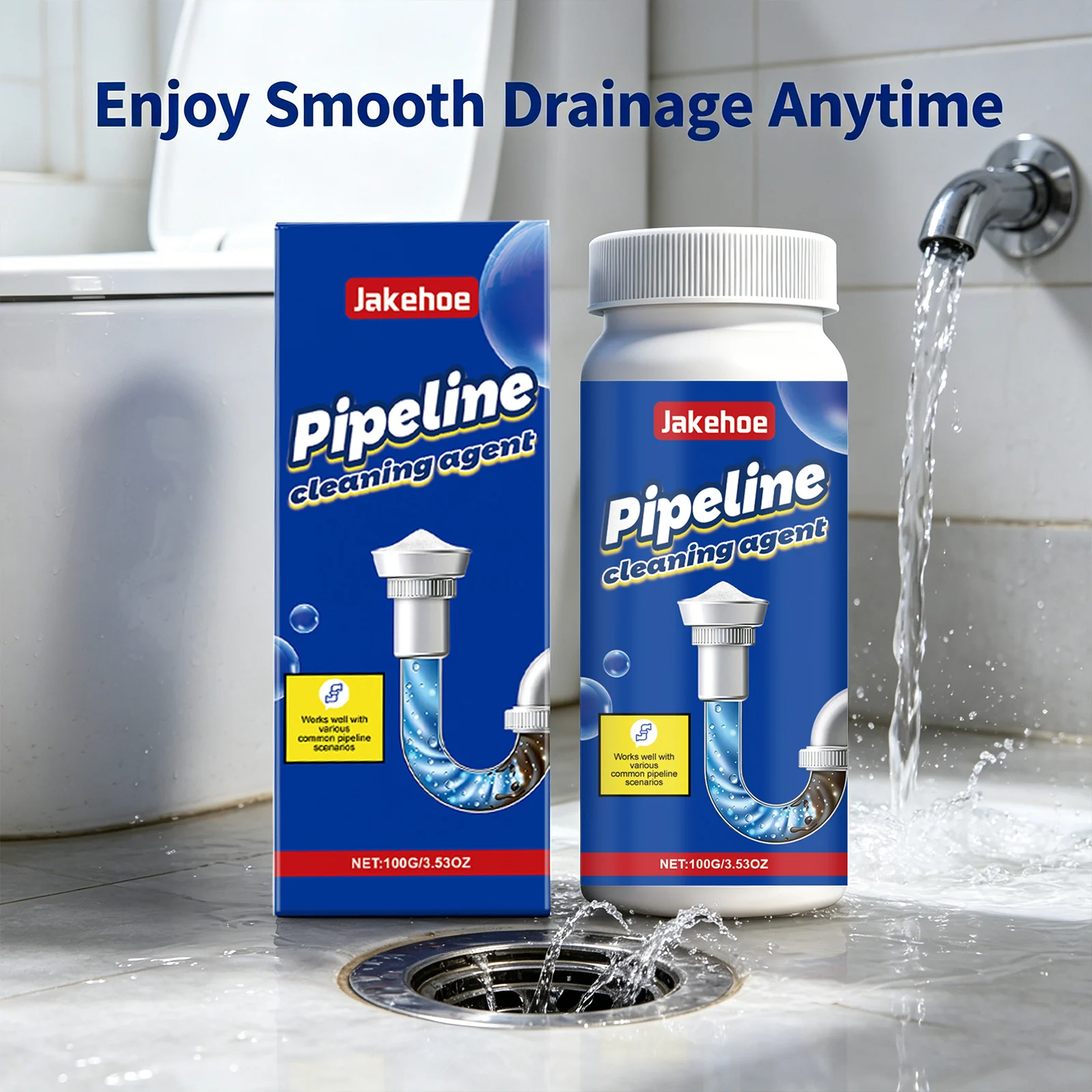 Pipeline Dredging Powder Removing Blockages Dissolving Oil Stains& Hair Eliminating Odors Freshing Household Pipeline Unclogger view 2