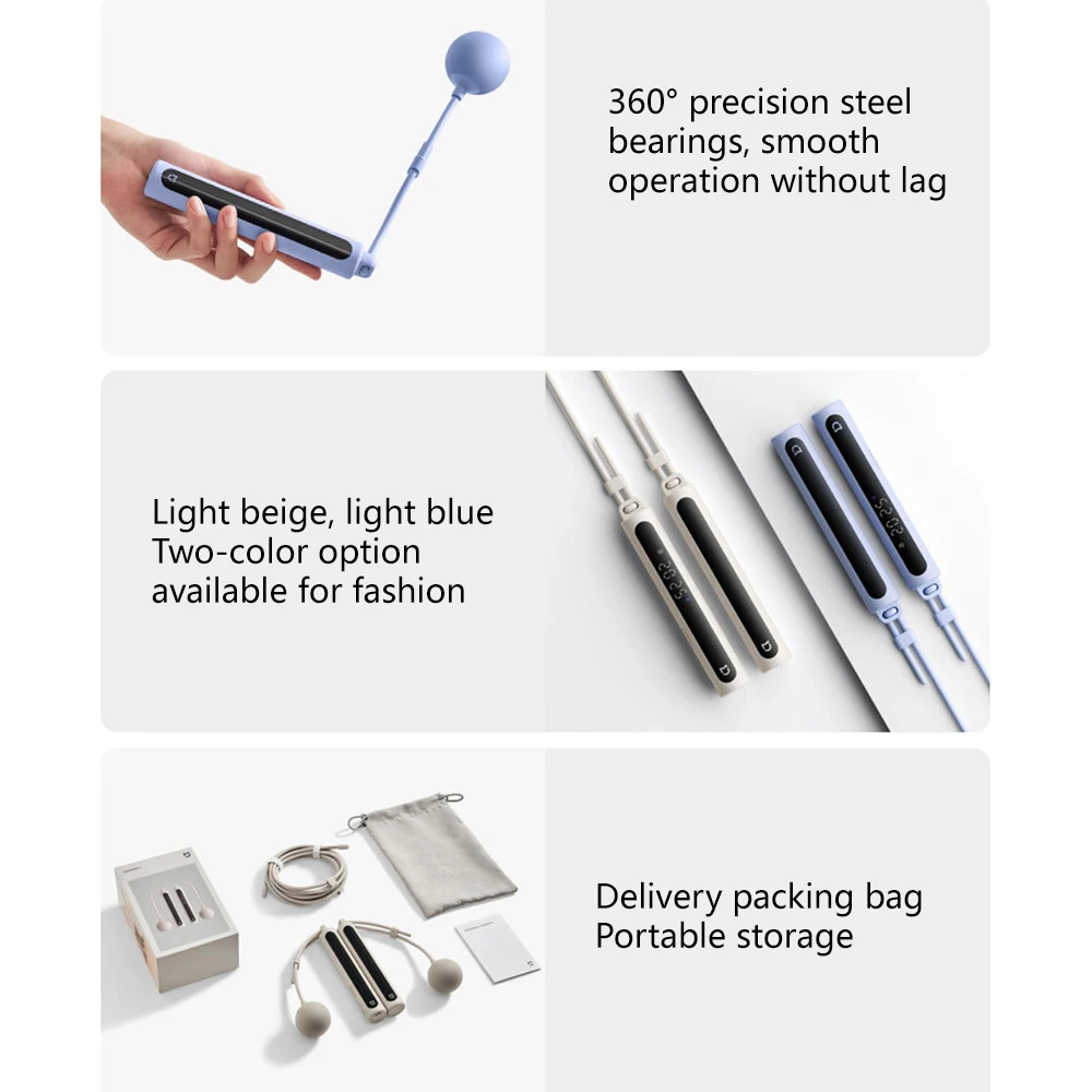 Умная скакалка Xiaomi Mijia 2, скакалка с цифровым дисплеем, подсчет работает с приложением MiHome, приложение Mi Fitness