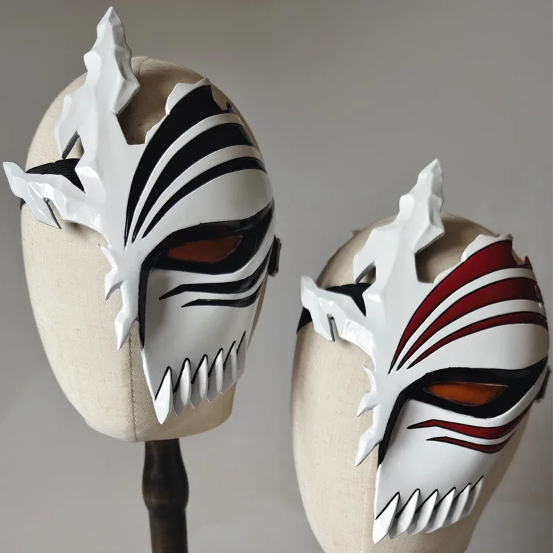 Bleach Ichigo Kurosaki Hollowfication Media máscara facial, réplica ligera de accesorios de cosplay para convenciones, sesiones de fotos de Halloween