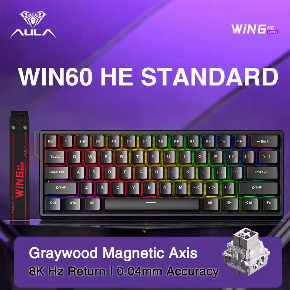 AULA WIN60 WIN68 HE Magnetische Bedrade Toetsenborden Esports Rapid Trigger 8K Return RGB Hotswap Mechanisch Toetsenbord voor Pc Gamer Geschenken