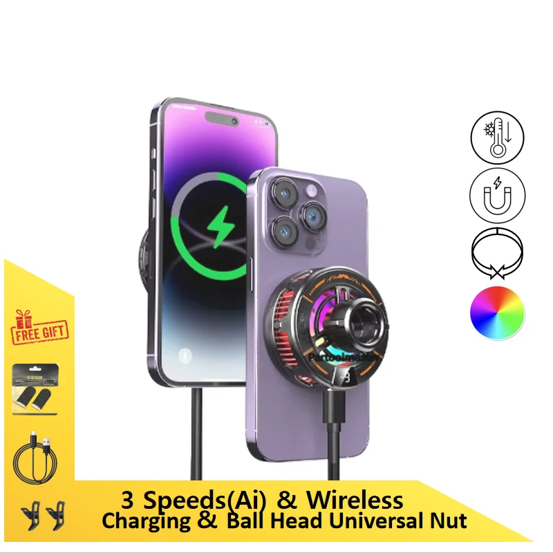 K29 2026 Phone Cooler with Wireless Charging Magnetic Clip Semiconductor Cooling AI Smart Temperature Control Cooling Gadget