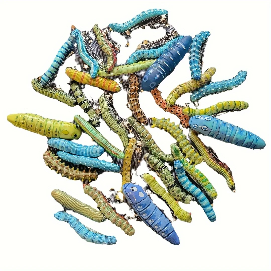 Spooky 6pcs Hair Clips Caterpillar Design Durable Plastic No Battery Required Ideal for Halloween And Prank Parties image 5