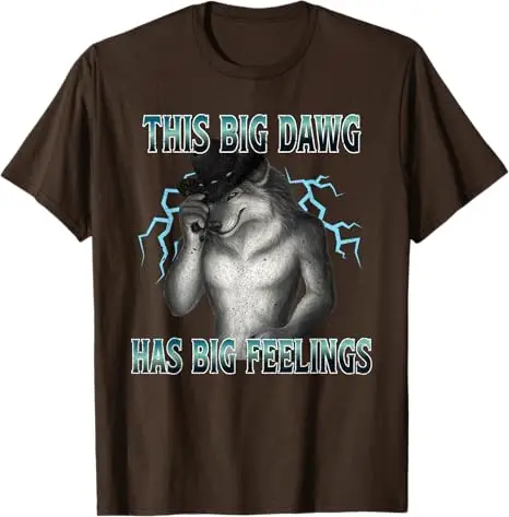Dieser große Hund hat große Gefühle, Alpha-Wolf-Meme Gen Z T-Shirt Y2k Herrenmode Ästhetische Kleidung Neuartige Witzige Spruch-T-Shirts aus Baumwolle – Detail 3
