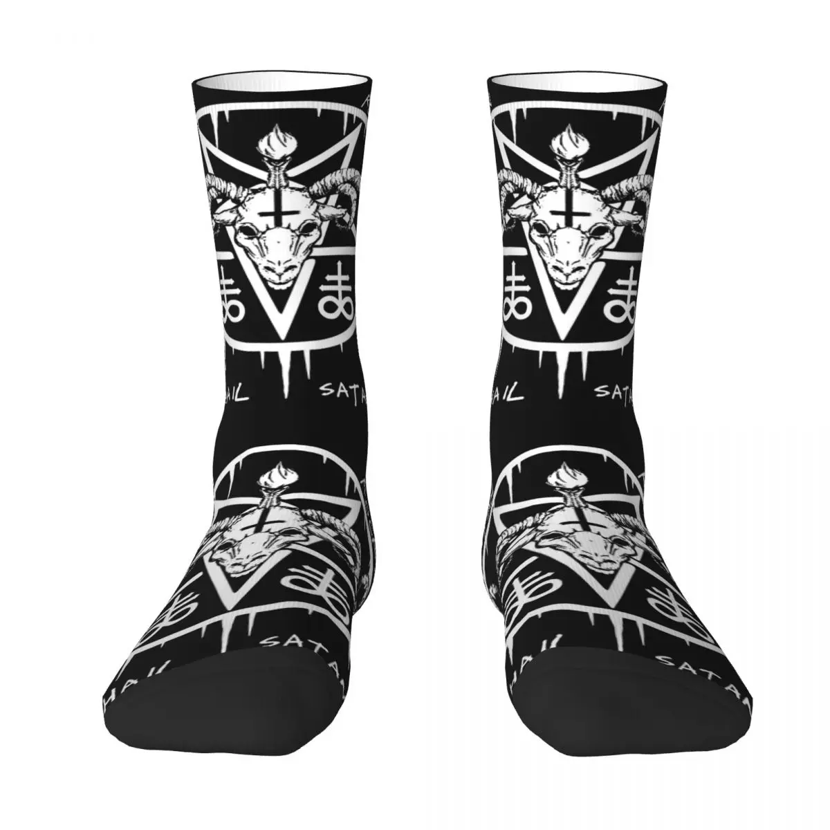 

Hail Satan - Satan Rocks Socks Harajuku Sweat Absorbing Stockings All Season Long Socks Accessories for Man's Woman's Gifts