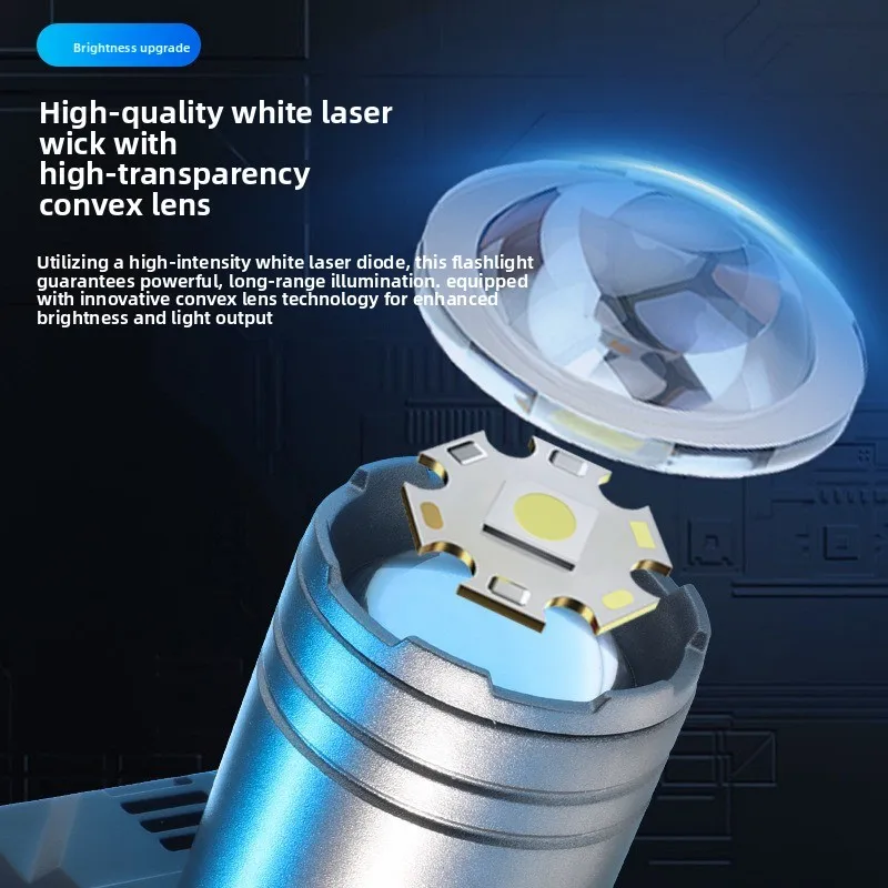 High-Power High-Brightness Night Fishing White Laser Flashlight: Long Battery Life, Rechargeable, Telescopic Dimming, Focusable