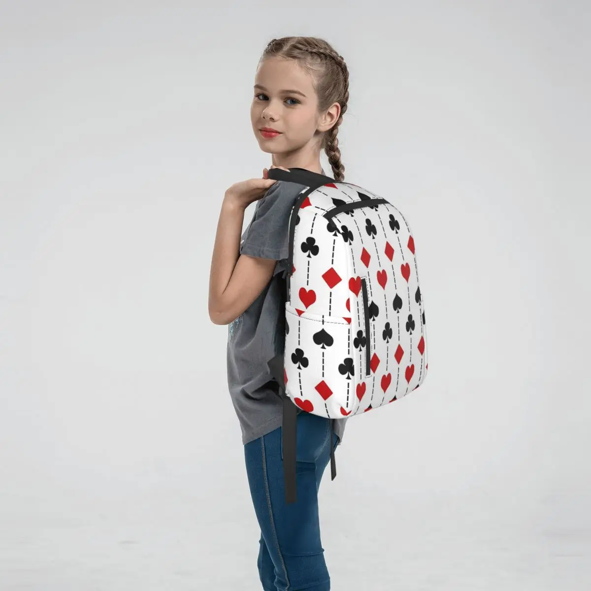 Playing Cards Symbols Pattern Backpack Daypack Kids BookBag School Bag Shoulder Bags for Men Women